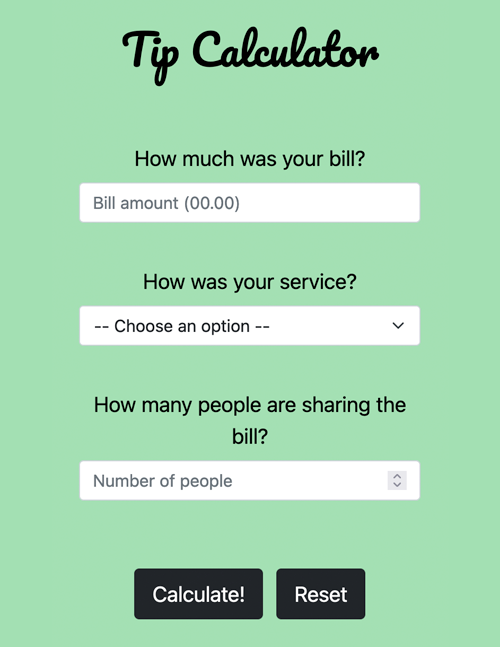 Tip calculator app